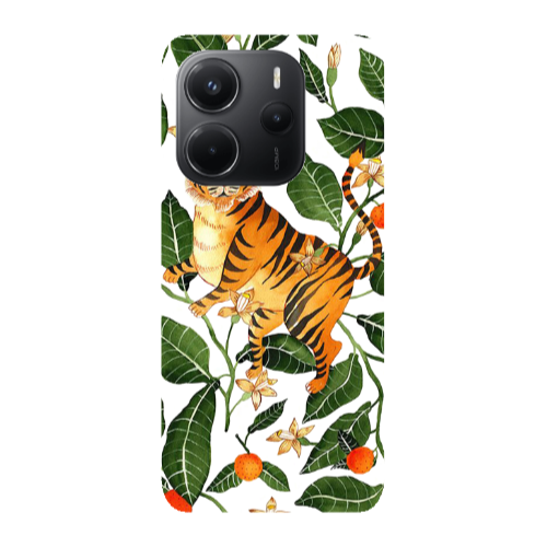 Xiaomi Redmi Note 14 Flower Leopard and Laves Transparent Silicone TPU Θήκη