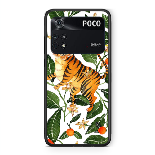 Xiaomi Poco M4 Pro 4G Flower Leopard and Laves Black Glossy Θήκη