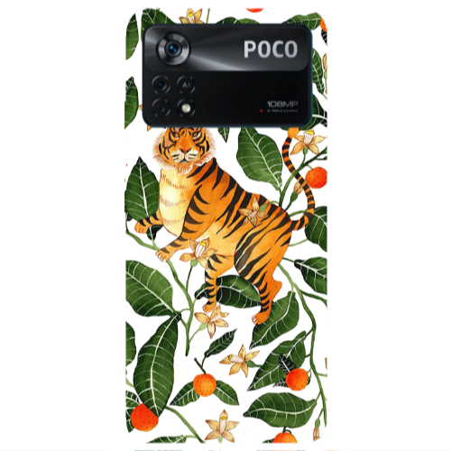 Xiaomi Poco X4 Pro Flower Leopard and Laves Transparent Silicone TPU Θήκη