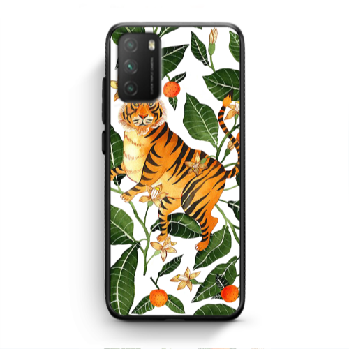 Xiaomi Poco M3 Flower Leopard and Laves Black Glossy Θήκη