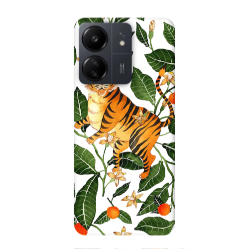 Xiaomi Redmi 13C Flower Leopard and Laves Transparent Silicone TPU Θήκη