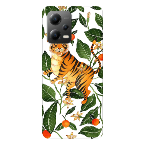 Xiaomi Poco X5 Flower Leopard and Laves Transparent Silicone TPU Θήκη