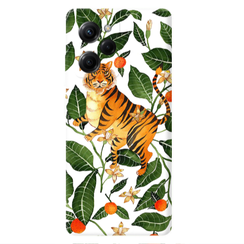 Xiaomi Poco X5 Pro Flower Leopard and Laves Transparent Silicone TPU Θήκη