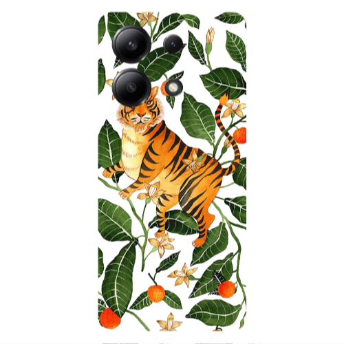 Xiaomi Redmi Note 13 4G Flower Leopard and Laves Transparent Silicone TPU Θήκη