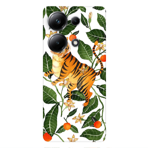 Xiaomi Poco M6 Pro 4G Flower Leopard and Laves Transparent Silicone TPU Θήκη