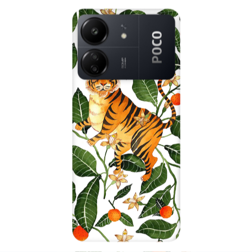 Xiaomi Poco C65 Flower Leopard and Laves Transparent Silicone TPU Θήκη