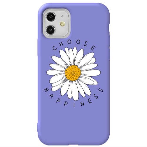 Apple iPhone 11  Chose Happines Purple Colored Silicone TPU Θήκη