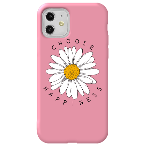 Apple iPhone 11  Chose Happines Pink Colored Silicone TPU Θήκη