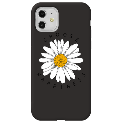 Apple iPhone 11  Chose Happines Black Colored Silicone TPU Θήκη
