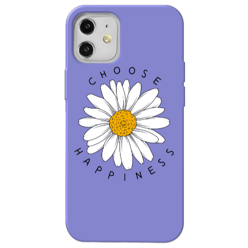 Apple iPhone 12 Chose Happines Purple Colored Silicone TPU Θήκη