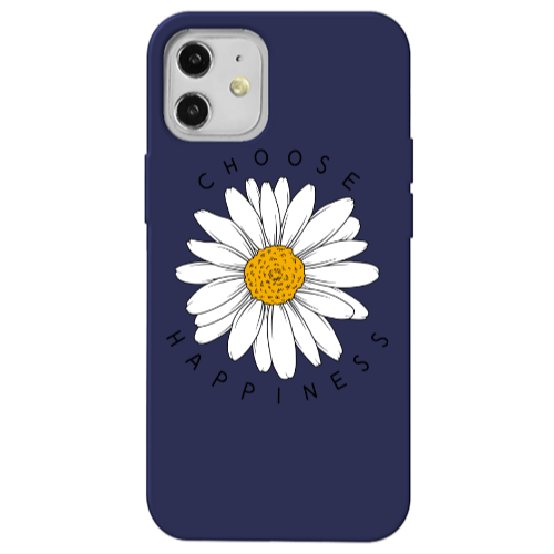 Apple iPhone 12 Chose Happines Dark blue Colored Silicone TPU Θήκη