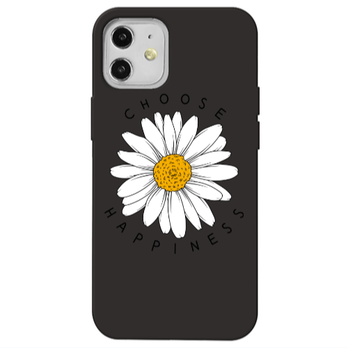 Apple iPhone 12 Chose Happines Black Colored Silicone TPU Θήκη