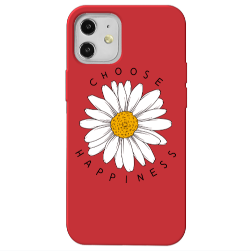 Apple iPhone 12 Chose Happines Red Colored Silicone TPU Θήκη