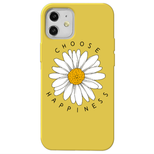 Apple iPhone 12 Chose Happines Yellow Colored Silicone TPU Θήκη