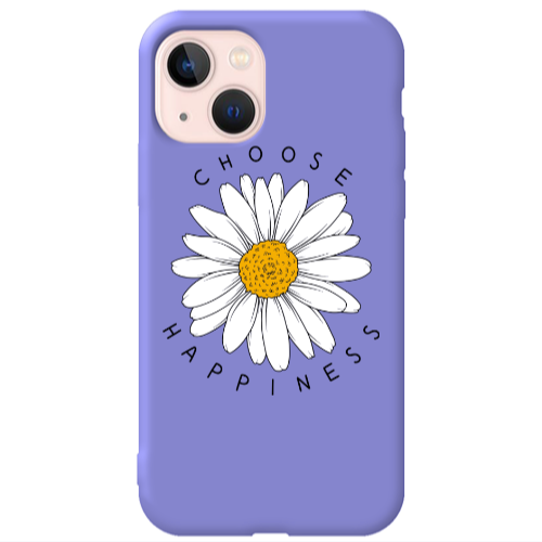 Apple iPhone 13 Chose Happines Purple Colored Silicone TPU Θήκη