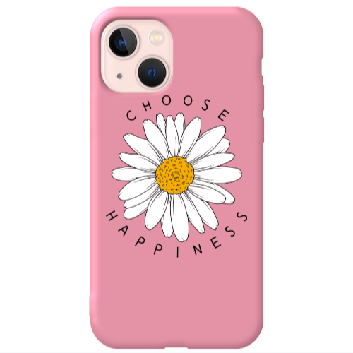Apple iPhone 13 Chose Happines Pink Colored Silicone TPU Θήκη