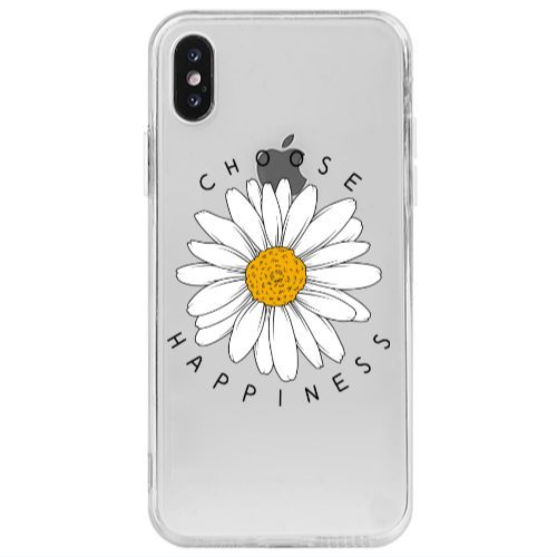 Apple iPhone X Chose Happines Transparent Silicone TPU Θήκη