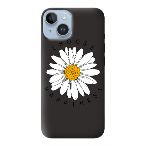 Apple iPhone 14  Chose Happines Black Colored Silicone TPU Θήκη