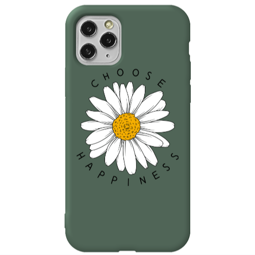 Apple iPhone 11 Pro Max Chose Happines Dark Green Colored Silicone TPU Θήκη