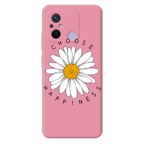 Xiaomi Redmi 12C Chose Happines Pink Colored Silicone TPU Θήκη