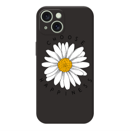 Apple iPhone 15 Chose Happines Black Colored Silicone TPU Θήκη