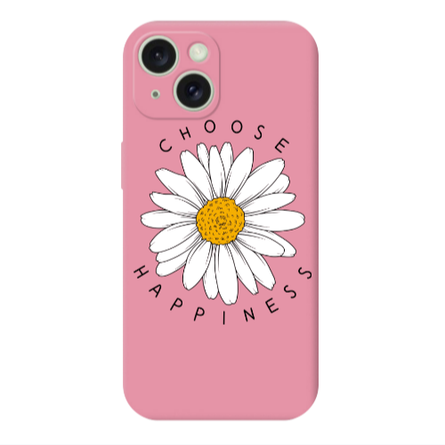 Apple iPhone 15 Plus Chose Happines Pink Colored Silicone TPU Θήκη