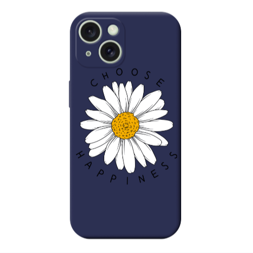Apple iPhone 15 Plus Chose Happines Dark blue Colored Silicone TPU Θήκη