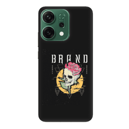Oppo RENO 14 Skull Roses Black Colored Silicone TPU Θήκη