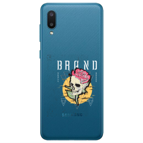 Samsung A02 Skull Roses Transparent Silicone TPU Θήκη