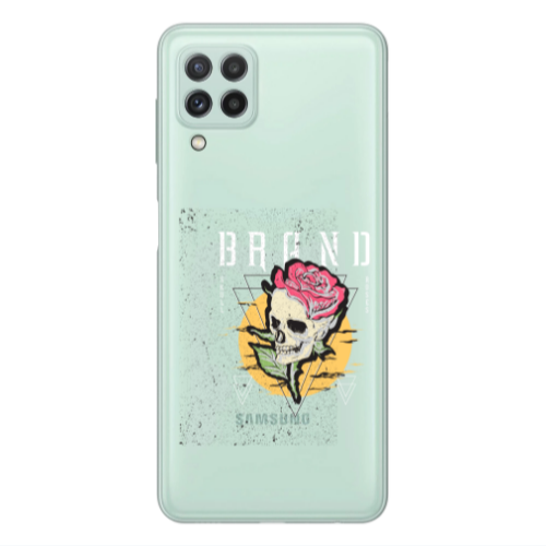 Samsung A22 4G Skull Roses Transparent Silicone TPU Θήκη