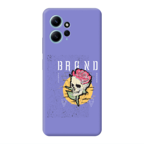 Xiaomi Redmi Note 12 4G Skull Roses Purple Colored Silicone TPU Θήκη