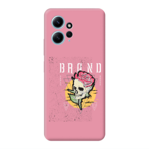 Xiaomi Redmi Note 12 4G Skull Roses Pink Colored Silicone TPU Θήκη