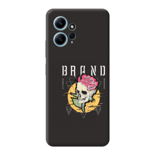 Xiaomi Redmi Note 12 4G Skull Roses Black Colored Silicone TPU Θήκη