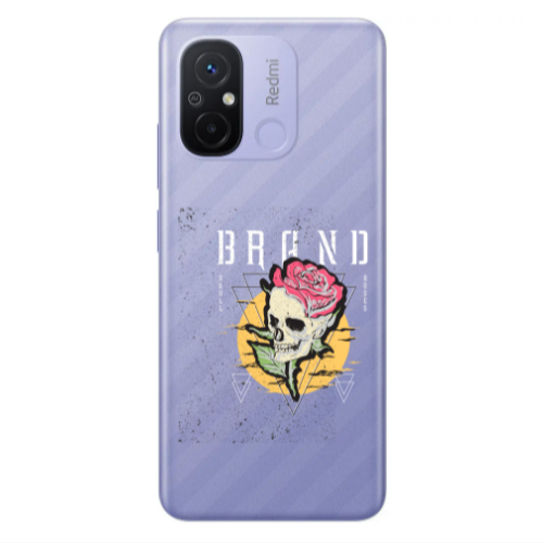 Xiaomi Redmi 12C Skull Roses Transparent Silicone TPU Θήκη