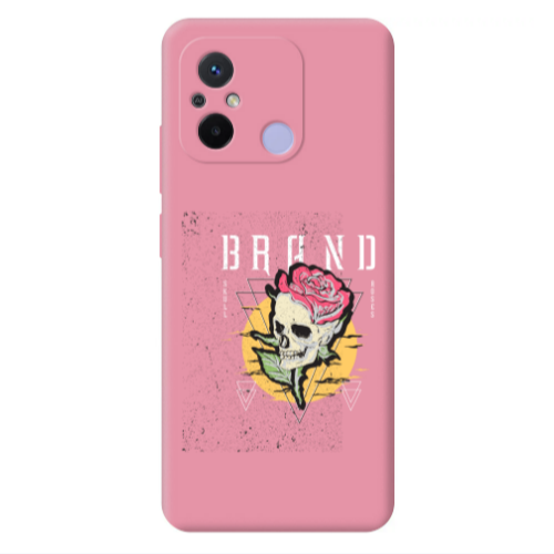 Xiaomi Redmi 12C Skull Roses Pink Colored Silicone TPU Θήκη