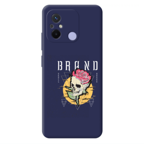 Xiaomi Redmi 12C Skull Roses Dark blue Colored Silicone TPU Θήκη