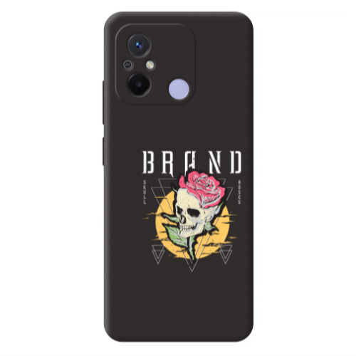 Xiaomi Redmi 12C Skull Roses Black Colored Silicone TPU Θήκη