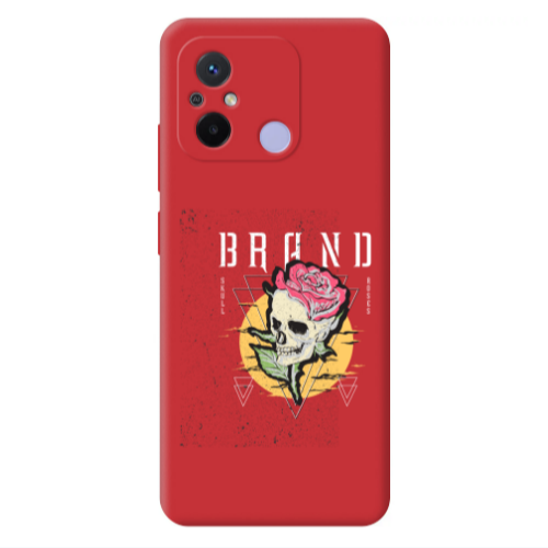Xiaomi Redmi 12C Skull Roses Red Colored Silicone TPU Θήκη