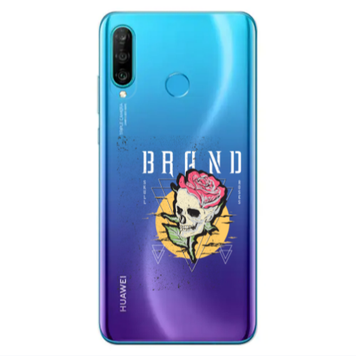 Huawei P30 Lite Skull Roses Transparent Silicone TPU Θήκη