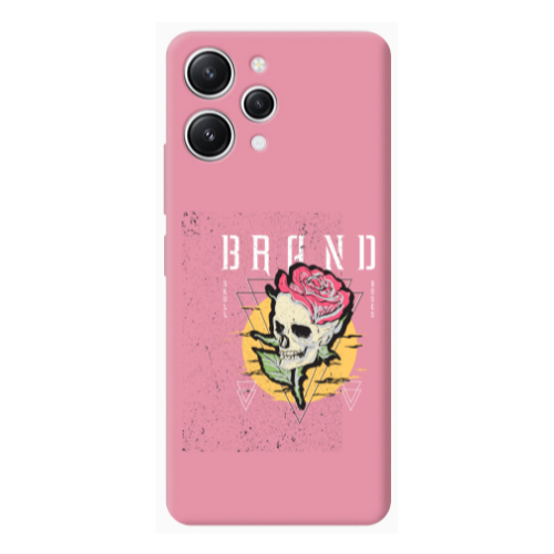 Xiaomi Redmi 12 Skull Roses Pink Colored Silicone TPU Θήκη