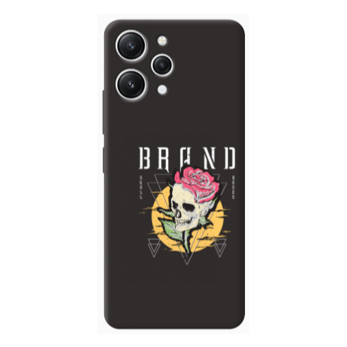 Xiaomi Redmi 12 Skull Roses Black Colored Silicone TPU Θήκη