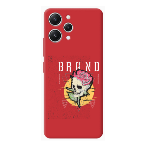 Xiaomi Redmi 12 Skull Roses Red Colored Silicone TPU Θήκη