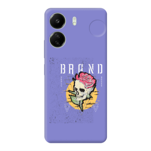 Xiaomi Redmi 13C Skull Roses Purple Colored Silicone TPU Θήκη