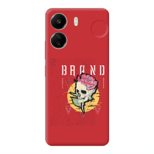 Xiaomi Redmi 13C Skull Roses Red Colored Silicone TPU Θήκη