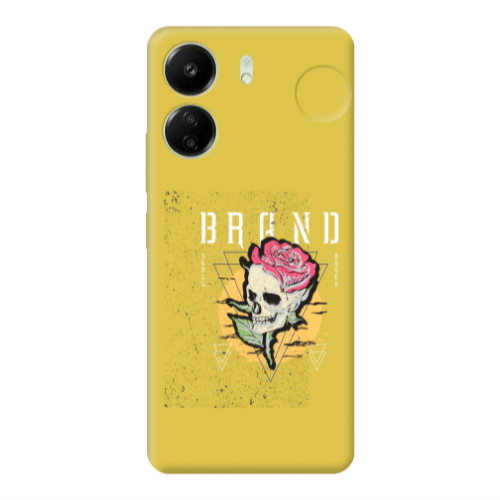 Xiaomi Redmi 13C Skull Roses Yellow Colored Silicone TPU Θήκη
