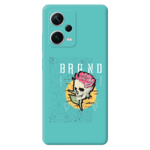 Xiaomi Poco X5 Skull Roses Turquoise Colored Silicone TPU Θήκη