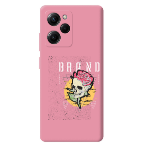 Xiaomi Poco X5 Pro Skull Roses Pink Colored Silicone TPU Θήκη