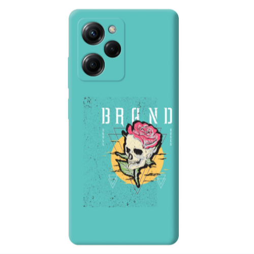 Xiaomi Poco X5 Pro Skull Roses Turquoise Colored Silicone TPU Θήκη