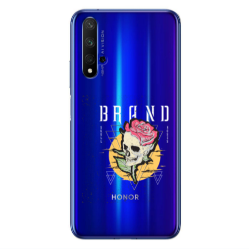 Huawei Nova 5 T Skull Roses Transparent Silicone TPU Θήκη