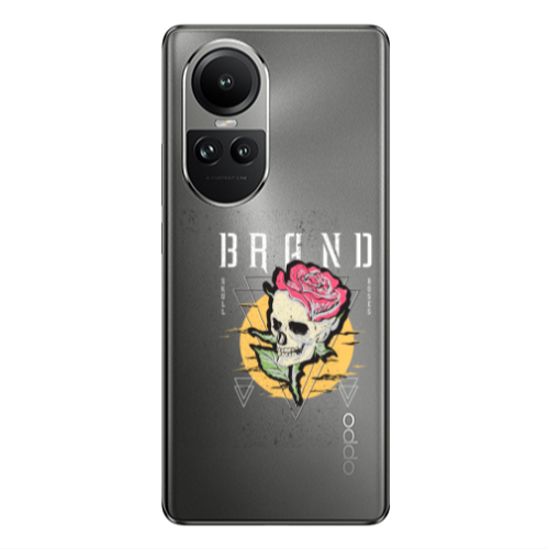 Oppo Reno10 5G Skull Roses Transparent Silicone TPU Θήκη